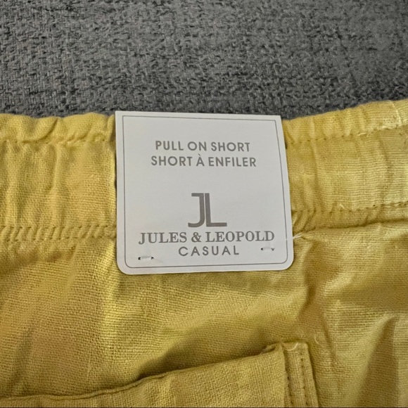 NWT Linen Blend Pull on Shorts Jules & Leopold Casual SZ 1X Yellow - Picture 4 of 7